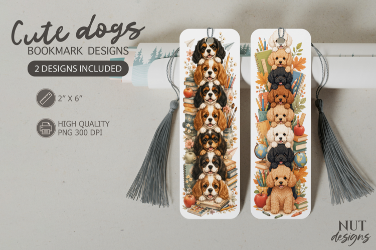 Cavalier   Poodle School dogs bookmark, teacher gift
