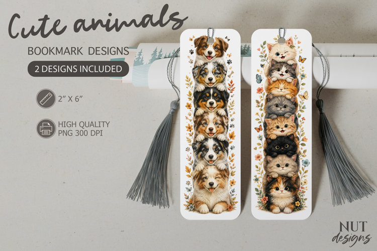 Cute Cats   Dogs Bookmarks Spring bookmark printable
