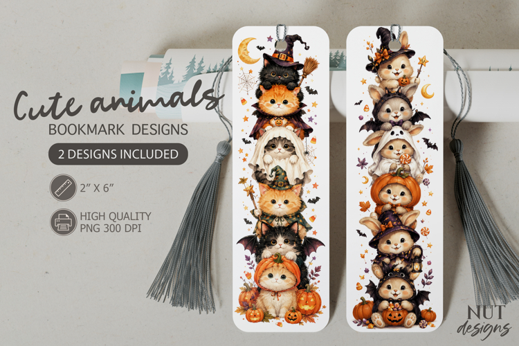 Cute Halloween Animal Ghost Bunny Witch Kitten
