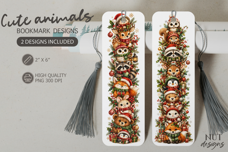 Cute Christmas Animal Bookmarks Woodland animals