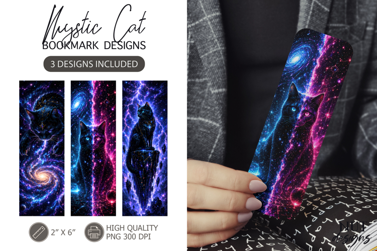 Spiritual Cat Bookmark Galaxy Lightning Cosmic bookmark