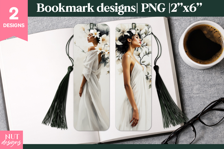 Elegant Bookmark printable Whimsical Floral Lady Bookmarks