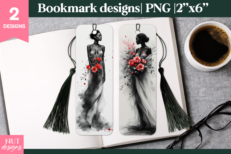 Red Rose Fashion Woman Bookmark elegant monochrome bookmark