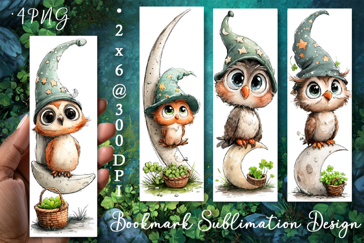 Owl. St Patricks Day Bookmark, animal Sublimation Design