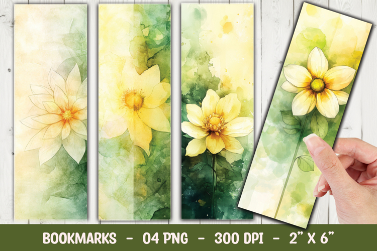 Yellow Daisy Floral Bookmark Sublimation example image 1