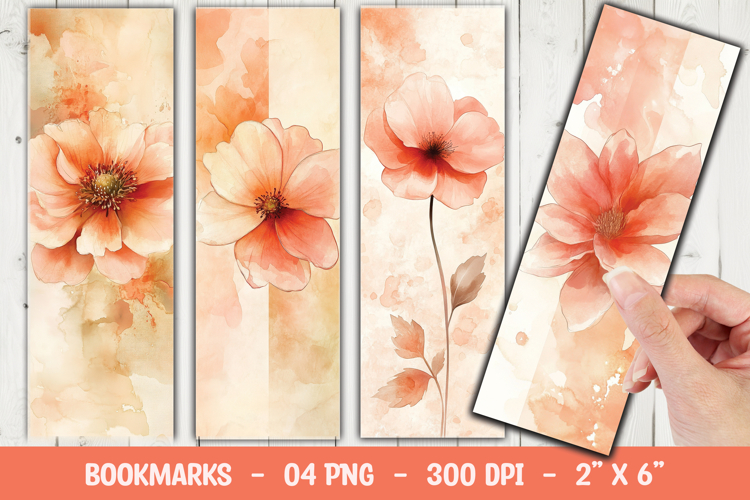 Peach Floral Soft Bookmark Sublimation example image 1