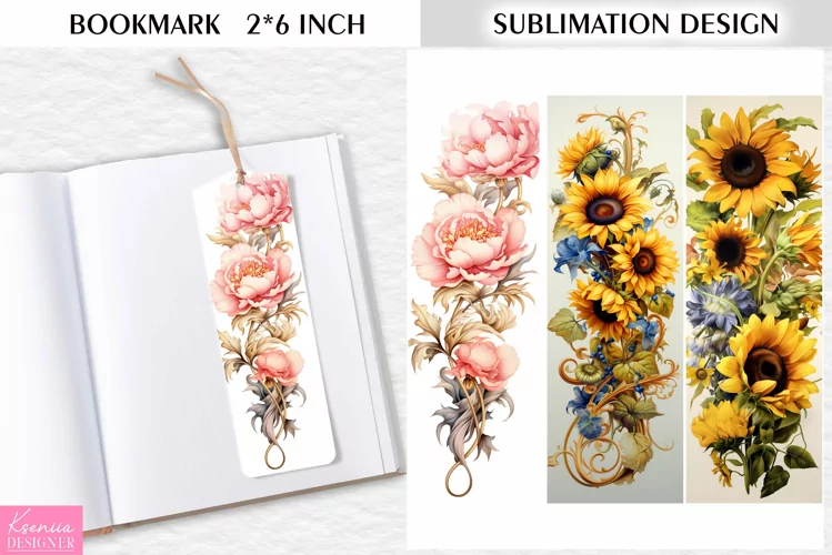 Flower Bookmark Sublimation Design|Vintage Floral Printable