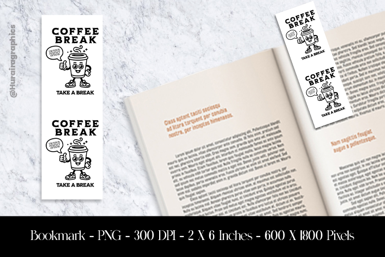 Coffee Break Take a Break Bookmark Sublimation Design PNG