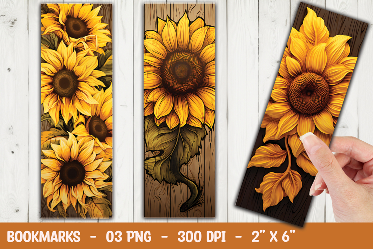 Rustic Brown Sunflower Center Bookmark Sublimation