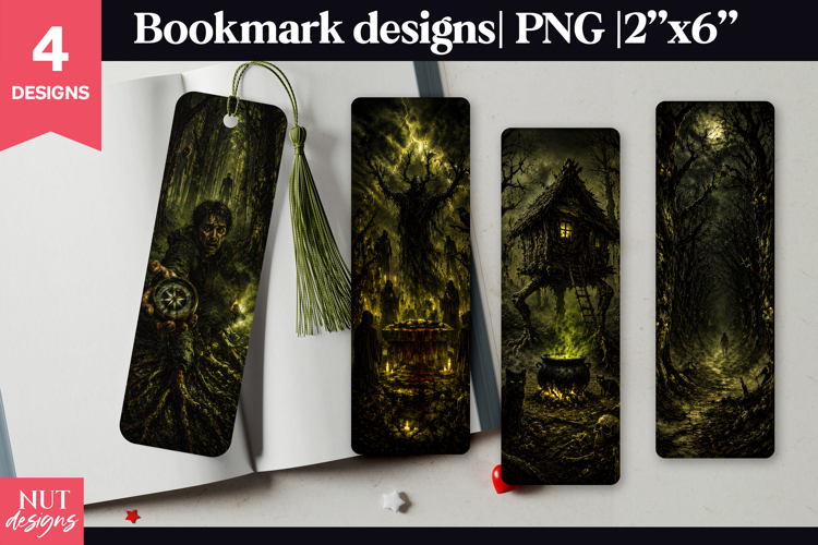 Dark Fantasy Forest Bookmark Witch Halloween bookmarks