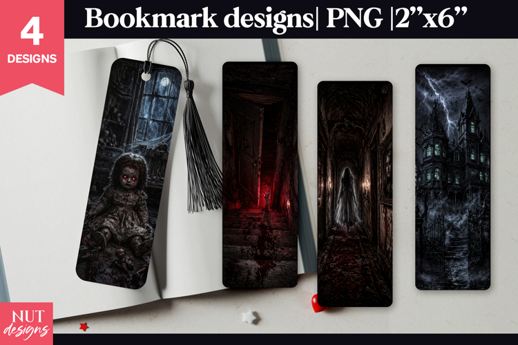 Horror movie Bookmark Spooky Haunted House Creepy Doll Ghost