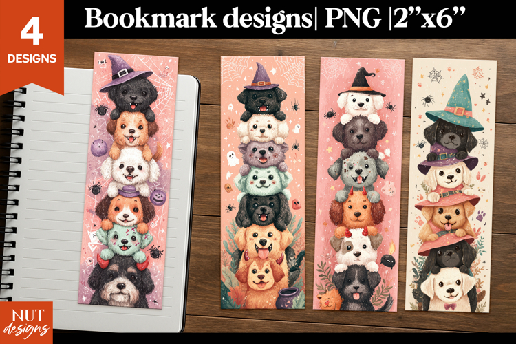 Funny Halloween dogs, Cartoon halloween bookmarks for kids