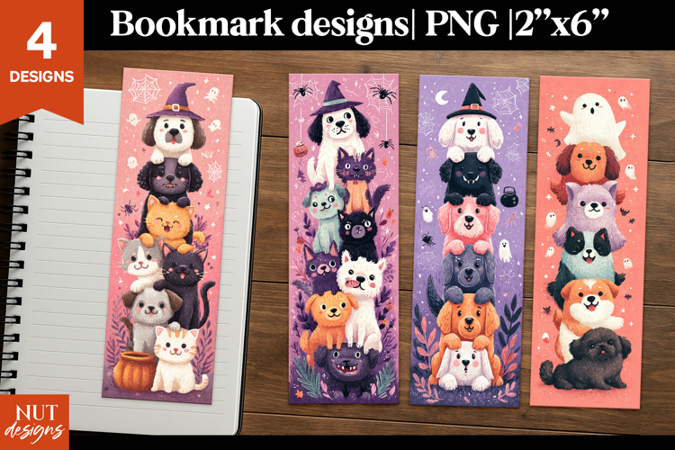 Funny Halloween dogs, Cartoon halloween bookmarks for kids