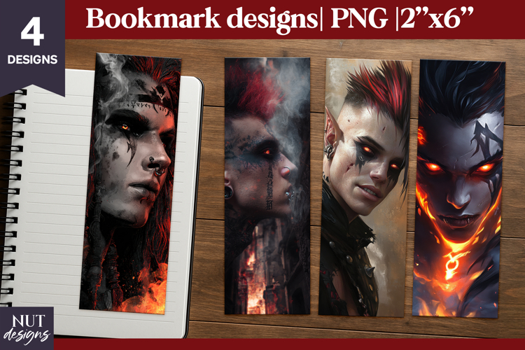 Halloween bookmarks, Dark Fantasy man with glowing eyes