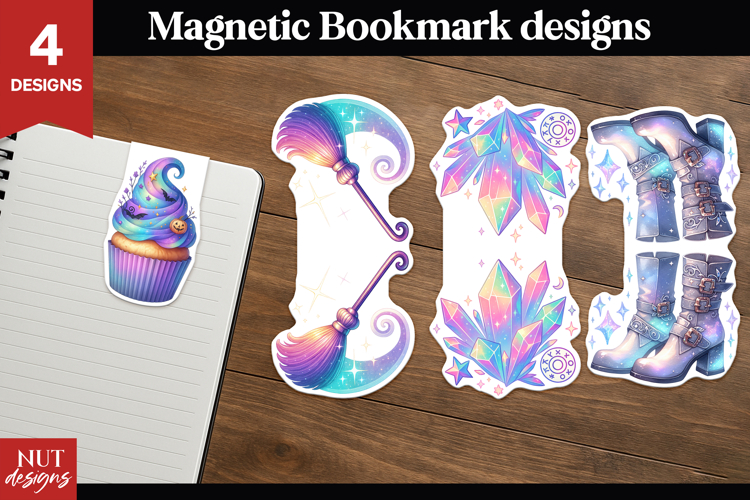 Pastel Spooky Magnetic Bookmarks Iridescent Halloween PNG