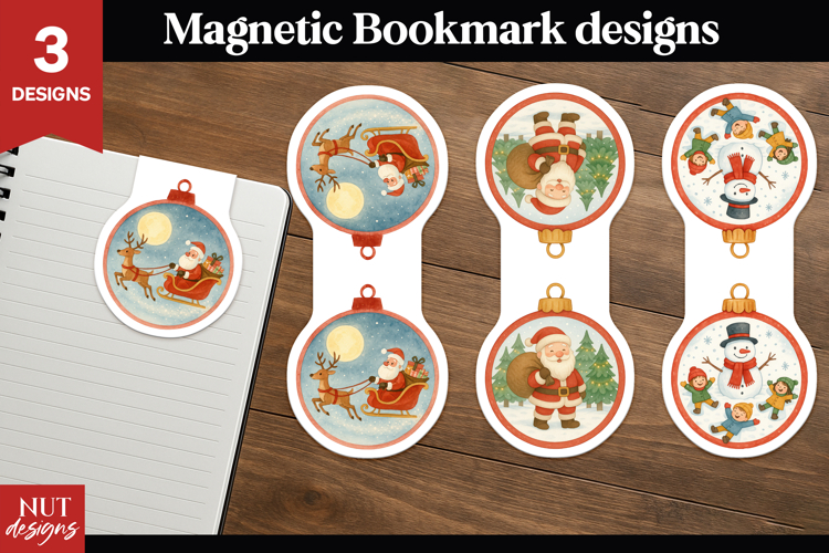 Christmas Magnetic Bookmarks Bauble Santa Magnetic Bookmark