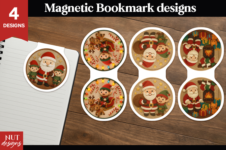 Christmas Magnetic Bookmarks Crochet Santa Magnetic Bookmark