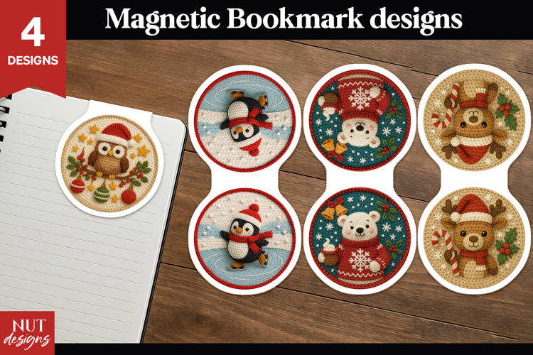 Christmas Magnetic Bookmarks Crochet Cute Winter Animal