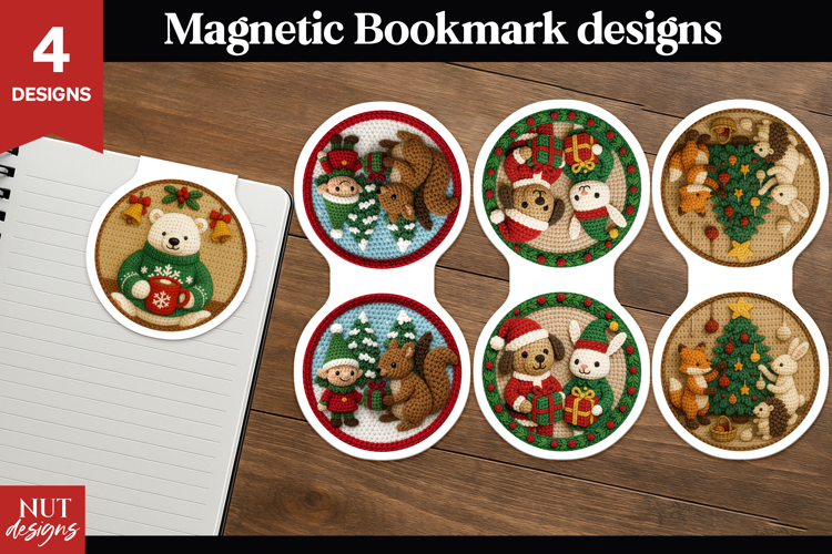 Christmas Magnetic Bookmarks Crochet Xmas Animal Bookmark