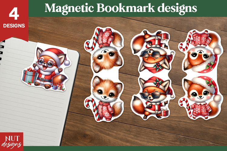 Christmas Magnetic Bookmark Christmas woodland baby fox