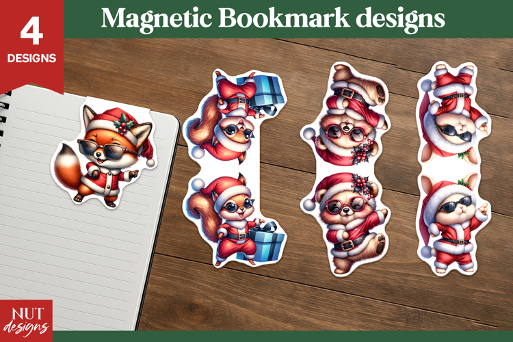Christmas Magnetic Bookmark Christmas woodland baby animals