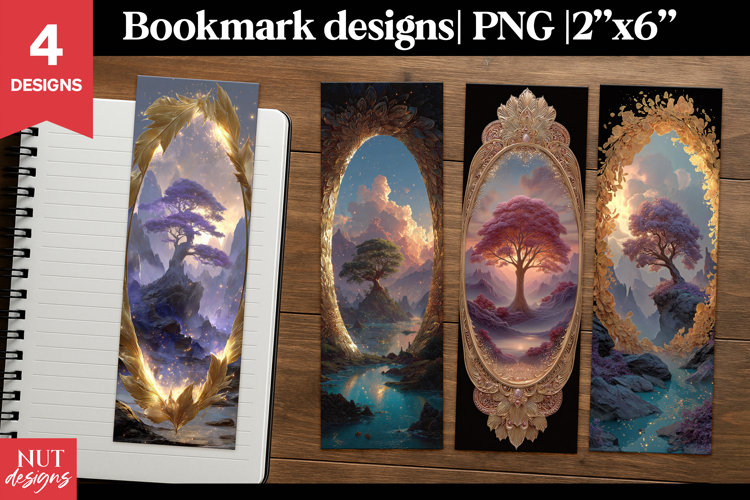 Fantasy Tree Bookmark printable mystical tree portal PNG