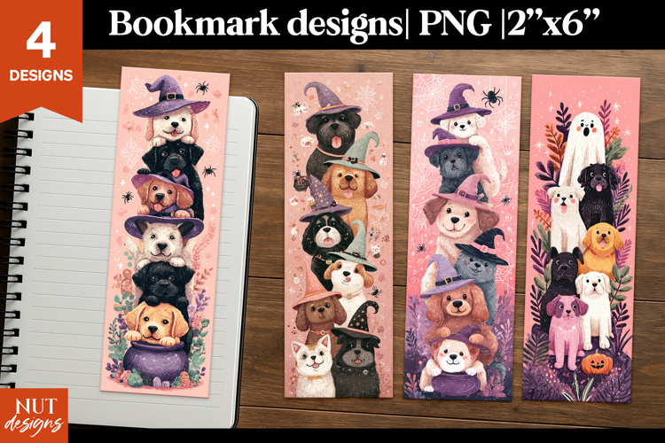 Funny Halloween dogs, Cartoon halloween bookmarks for kids