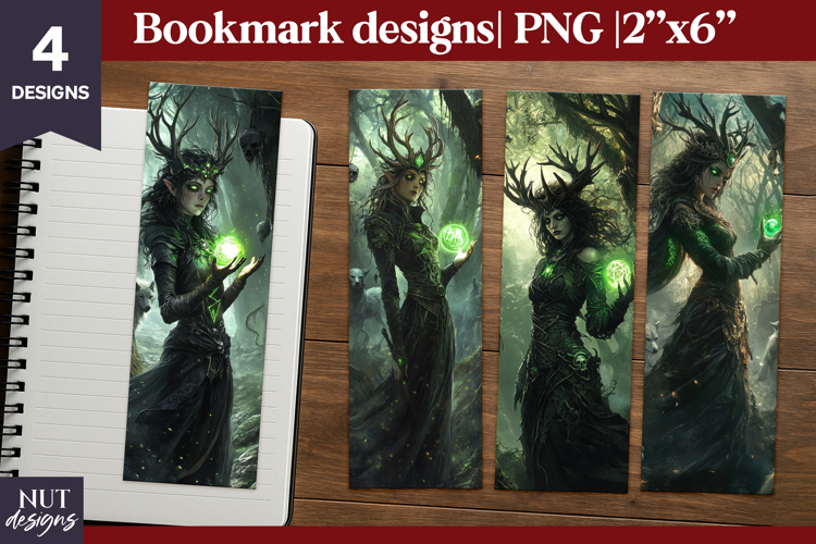 Halloween bookmarks, Dark Fantasy Witch Bookmark sorceress