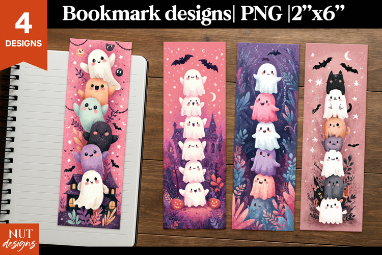 Funny Halloween Ghosts, Cartoon halloween bookmarks for kids