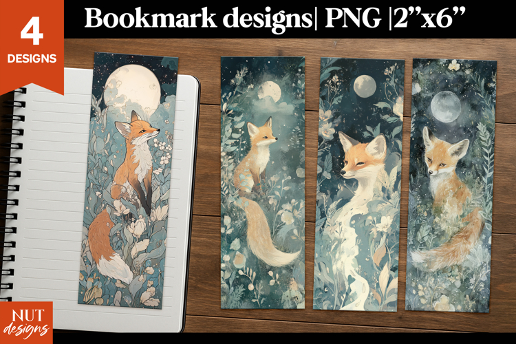 Magic Moon Fox bookmark, Fantasy bookmark for kid Cute Fox