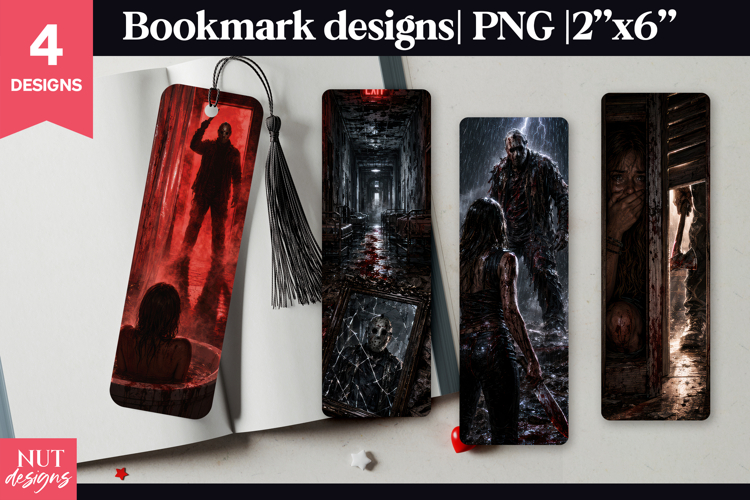 Horror Slasher Bookmark PNG Creepy Halloween bookmark