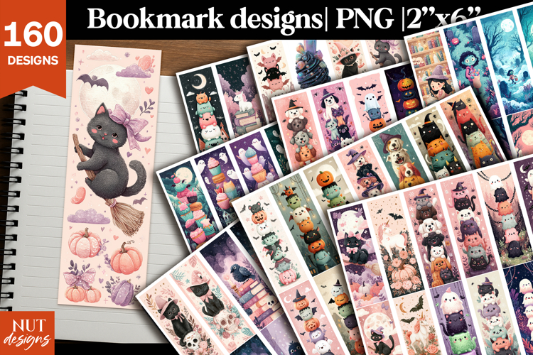 Funny Halloween bundle, Cartoon halloween bookmarks for kids