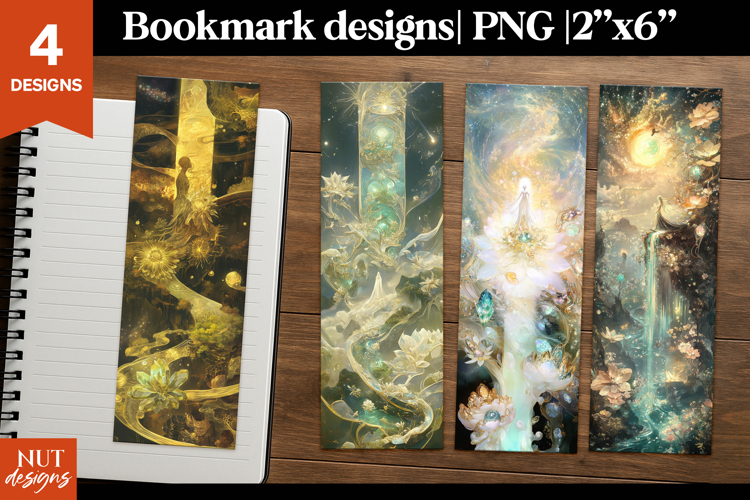 Fantasy Bookmark Golden Enchanted Lotus Bookmark printable