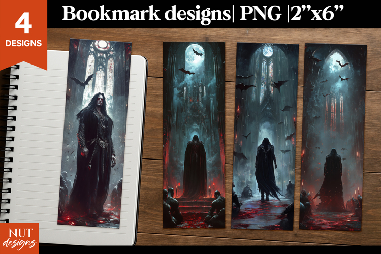 Mystical Halloween Bookmark Gothic Vampire Bookmark PNG