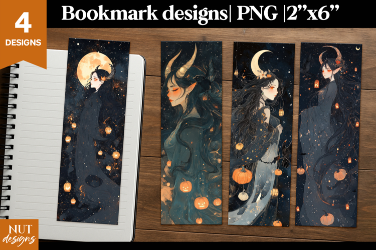 Halloween bookmarks, Witchy Moon Bookmark printable