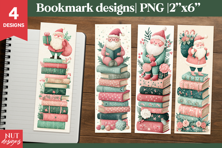Christmas bookmark printable Santa on Books Bookmarks