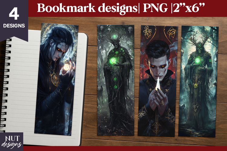 Halloween bookmark Dark Fantasy Bookmark gothic wizard druid