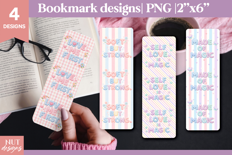 Pastel Self-Love Bookmarks Health mental quotes Valentine