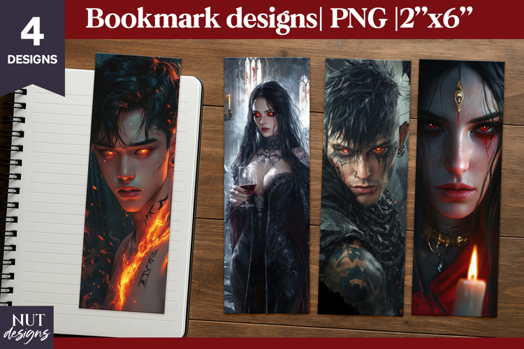 Gothic Halloween bookmark, Dark gothic fantasy bookmark PNG