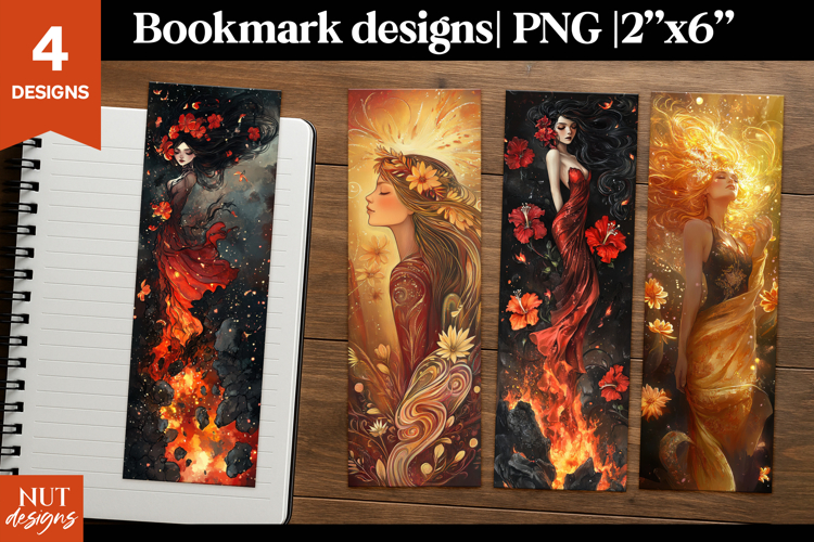 Fairy Bookmark Mystical Sun and Fire Goddess Bookmark PNG