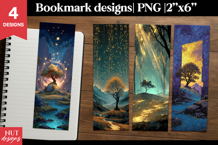 Glowing Tree Bookmark celestial fantasy bookmark PNG