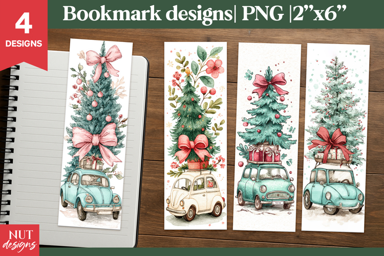 Christmas bookmark printable Christmas Car Bookmark PNGs