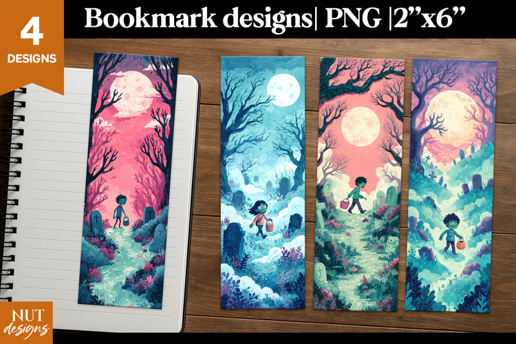 Graveyard Zombie Bookmark PNG, Cartoon halloween bookmark