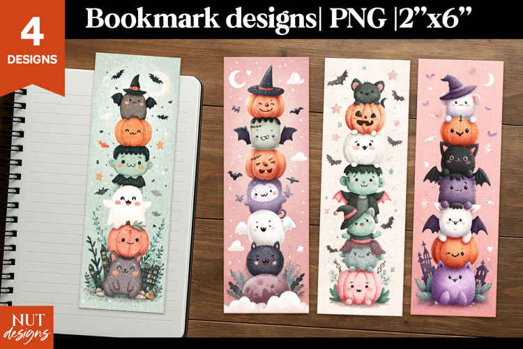 Funny Halloween, Cartoon halloween bookmarks for kids