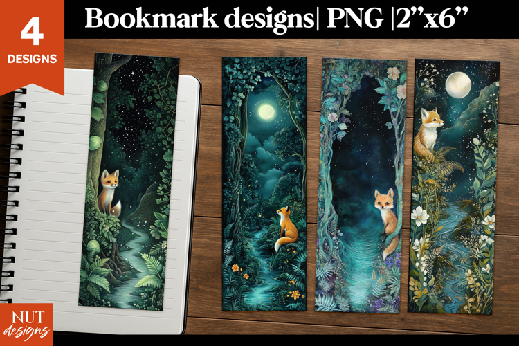 Magic Forest Fox bookmark, Fantasy bookmark for kid Cute Fox