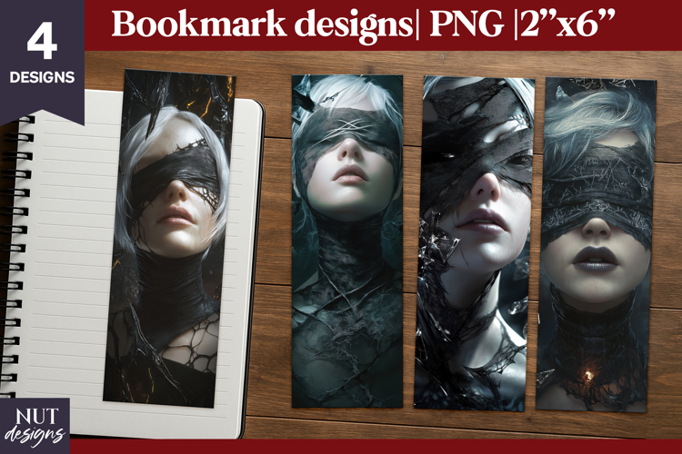 Gothic Halloween bookmark, Dark Fantasy haunted woman