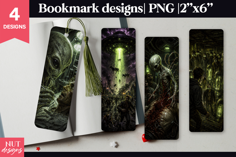 Alien Horror Bookmark Sci-Fi UFO Halloween bookmark
