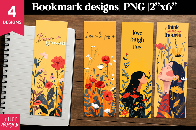 Summer floral Motivational bookmark, positive quote PNG