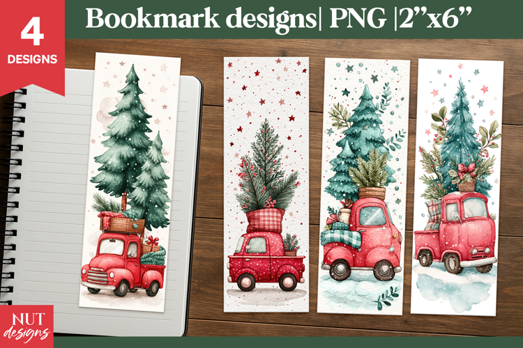 Christmas bookmark Christmas Red Truck Holiday Bookmarks