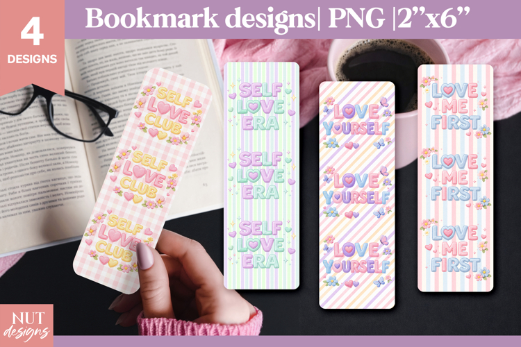Pastel Self-Love Bookmarks Health mental quotes Valentine